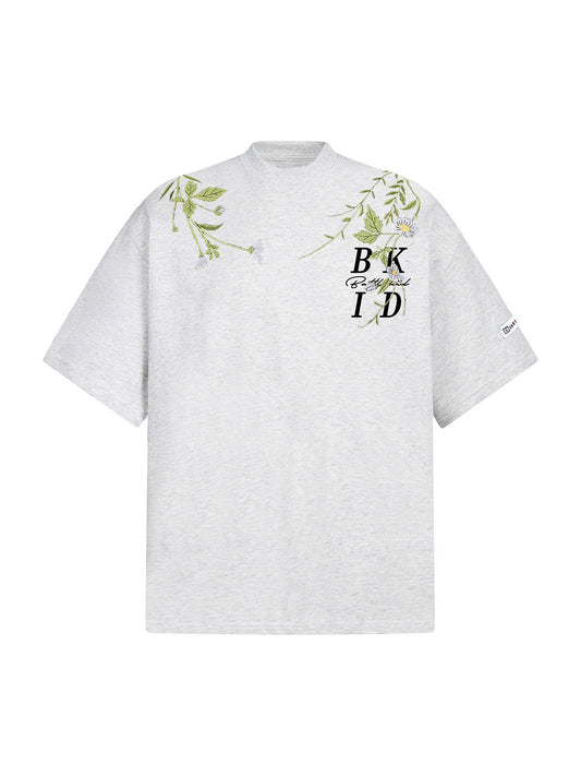 Floral Embroidered Oversized Short Sleeve T-Shirt