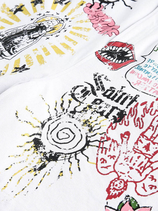 Short en jean à motif graffiti