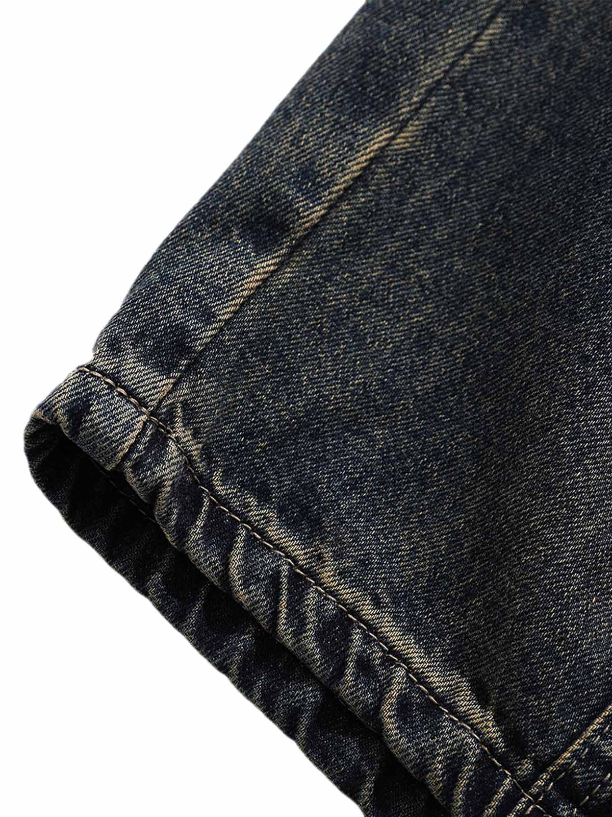 Washed Multi-Pocket Baggy Barrel Cargo Jeans