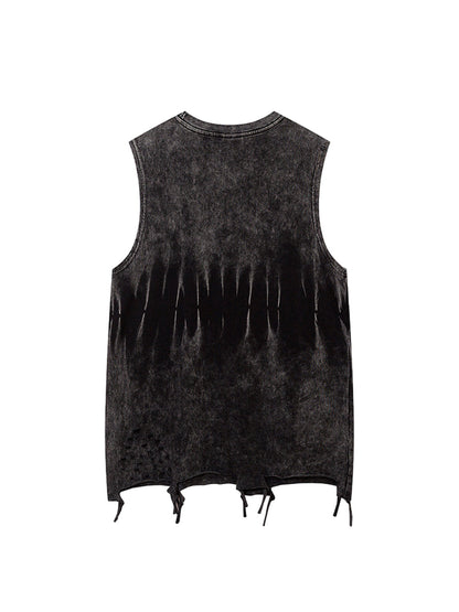 Gilet à bords bruts dégradés tie-dye