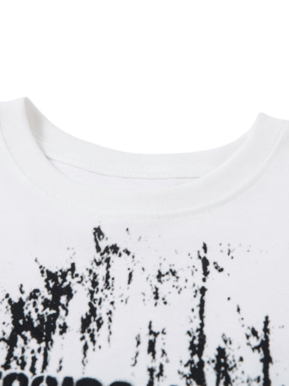 Kurzarm-T-Shirt mit Retro-Graffiti-Schriftzug – 2341