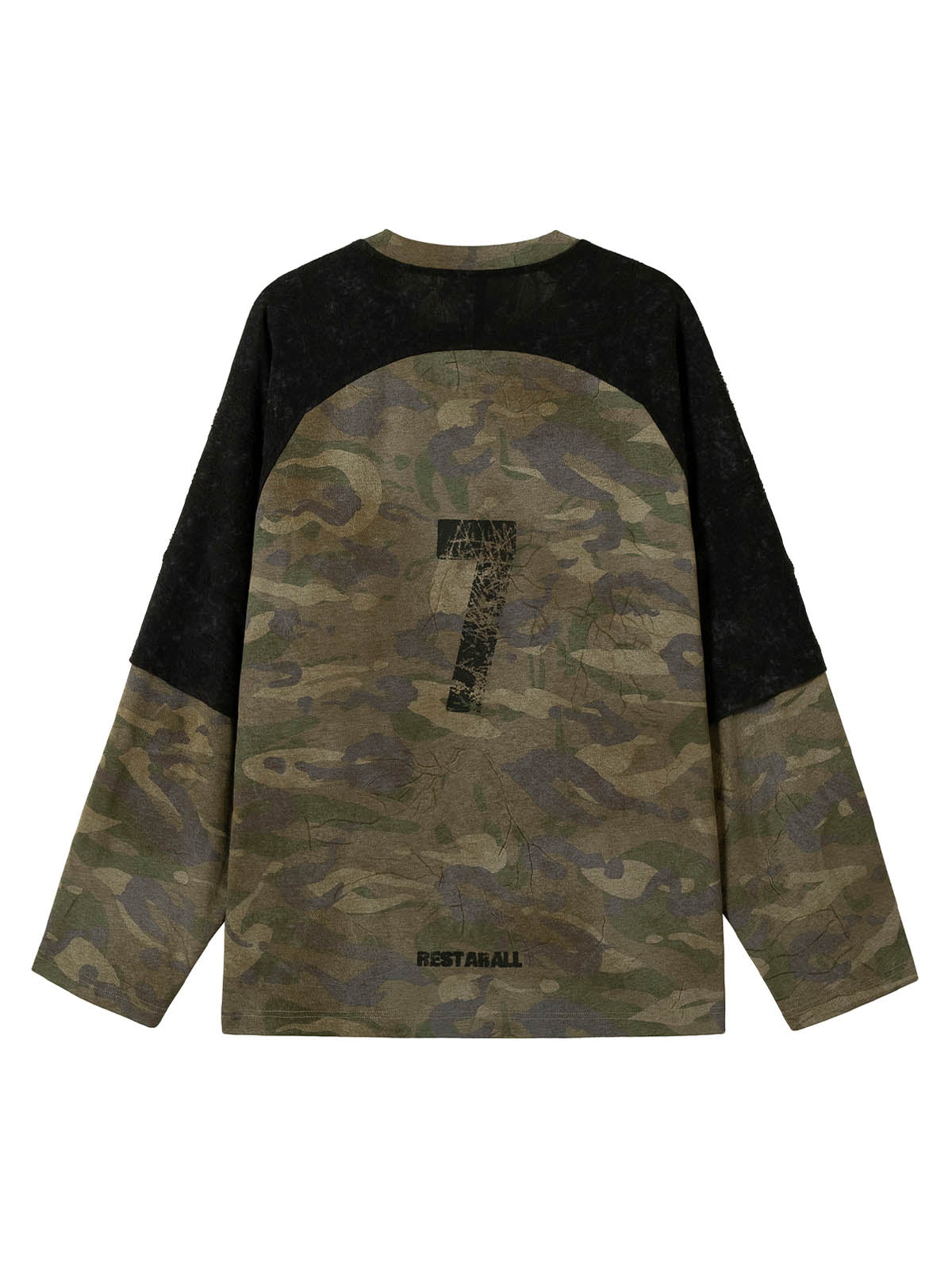 Zweiteiliges Langarm-T-Shirt mit Camouflage-Muster und Kunstfellmuster