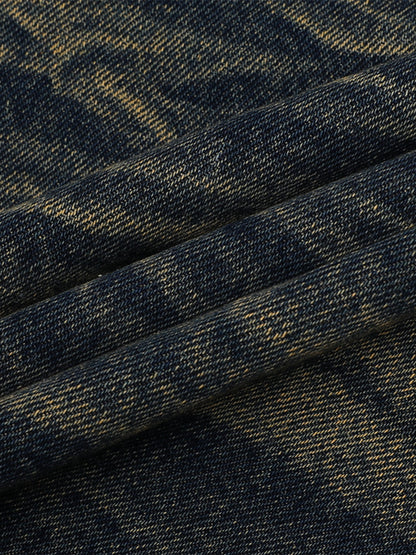 Distressed Washed Distressed Denim Shirt & Jorts Set