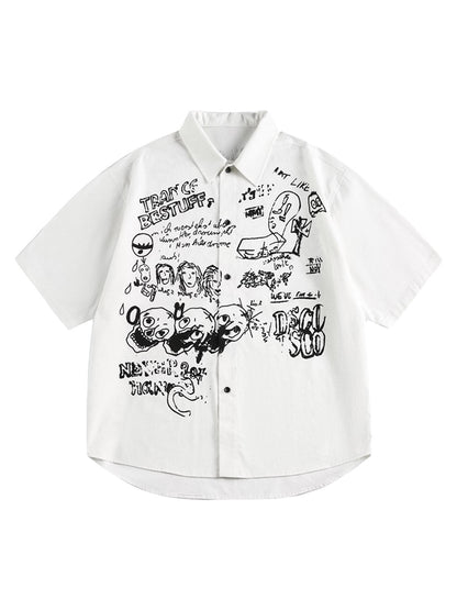 T-shirt à manches courtes avec imprimé graffiti amusant