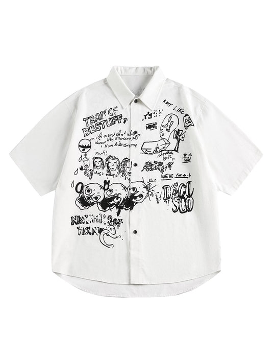 T-shirt à manches courtes avec imprimé graffiti amusant