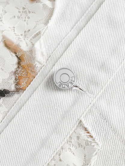 Veste en jean patchwork en dentelle style rétro américain supermade