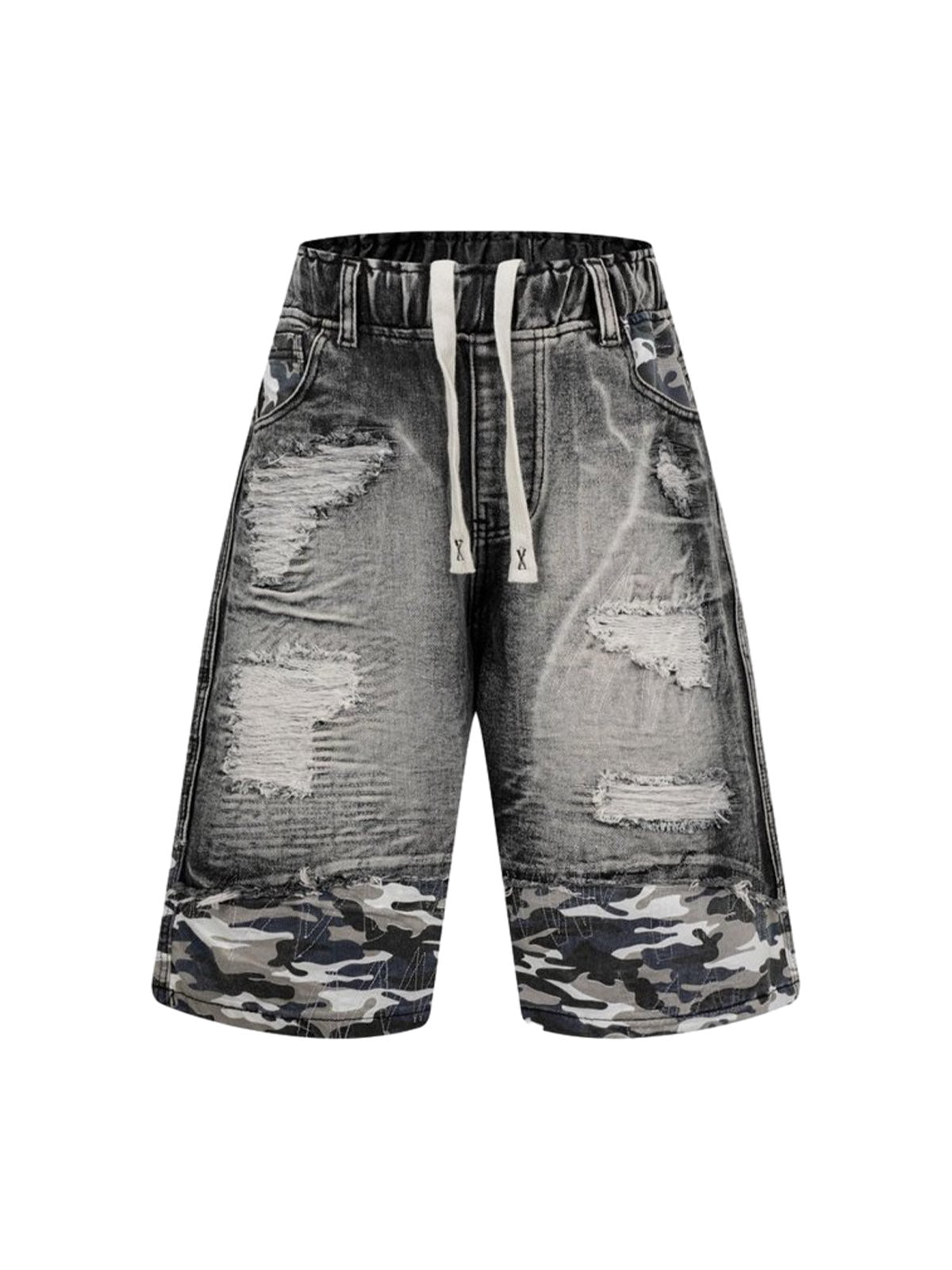 Distressed-Camouflage-Jeansshorts