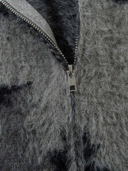 Pull zippé à col montant en fausse fourrure de vison Thesupermade