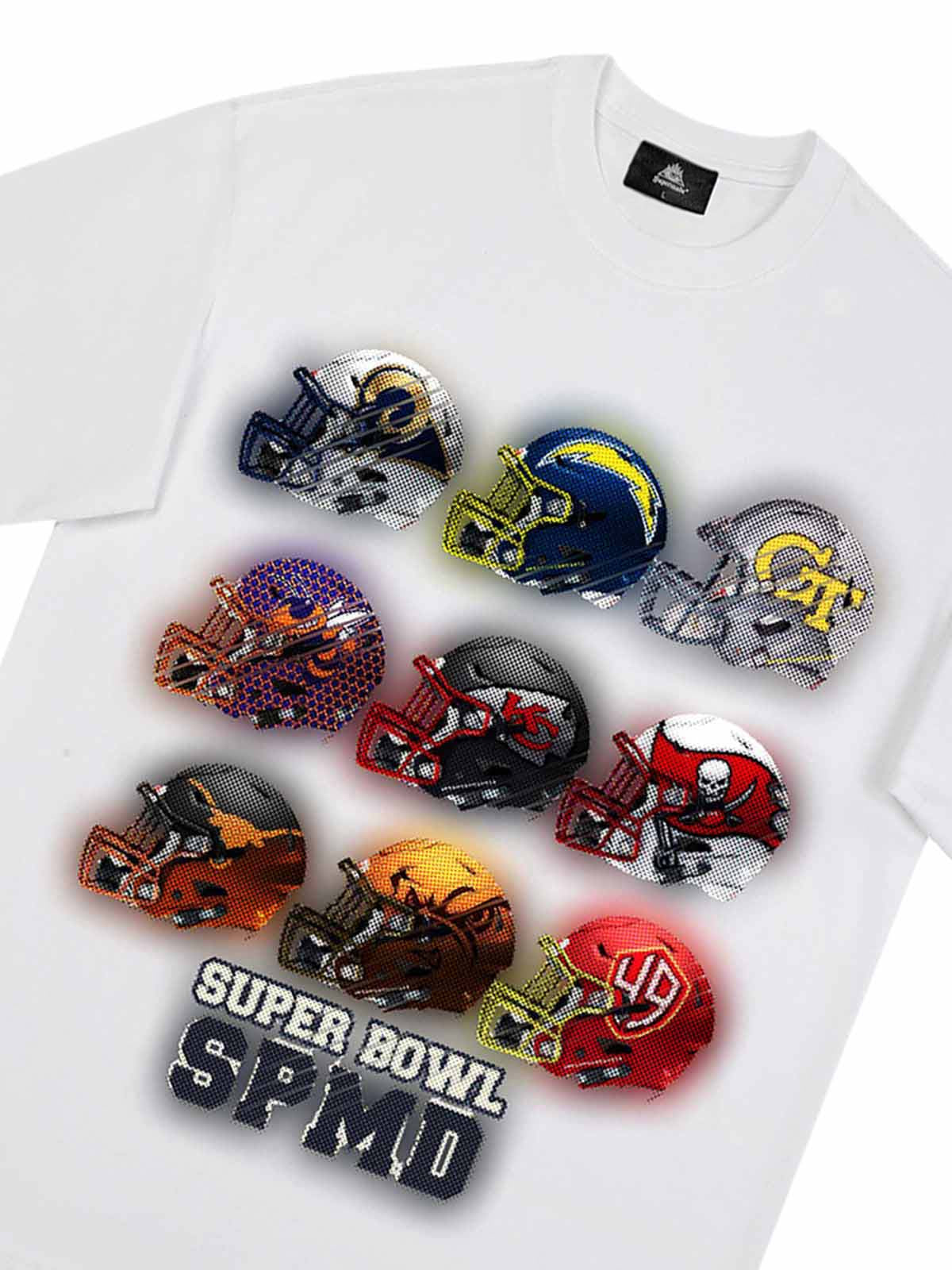 Super Bowl Football Helmet Print T-shirt - 2310