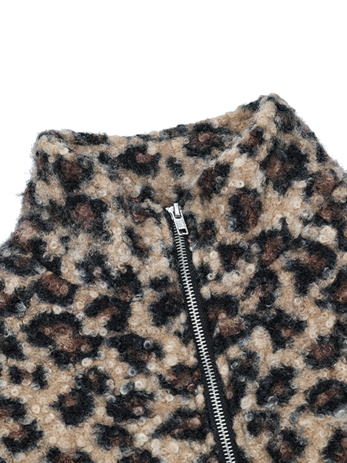 Veste polaire à col montant et imprimé guépard