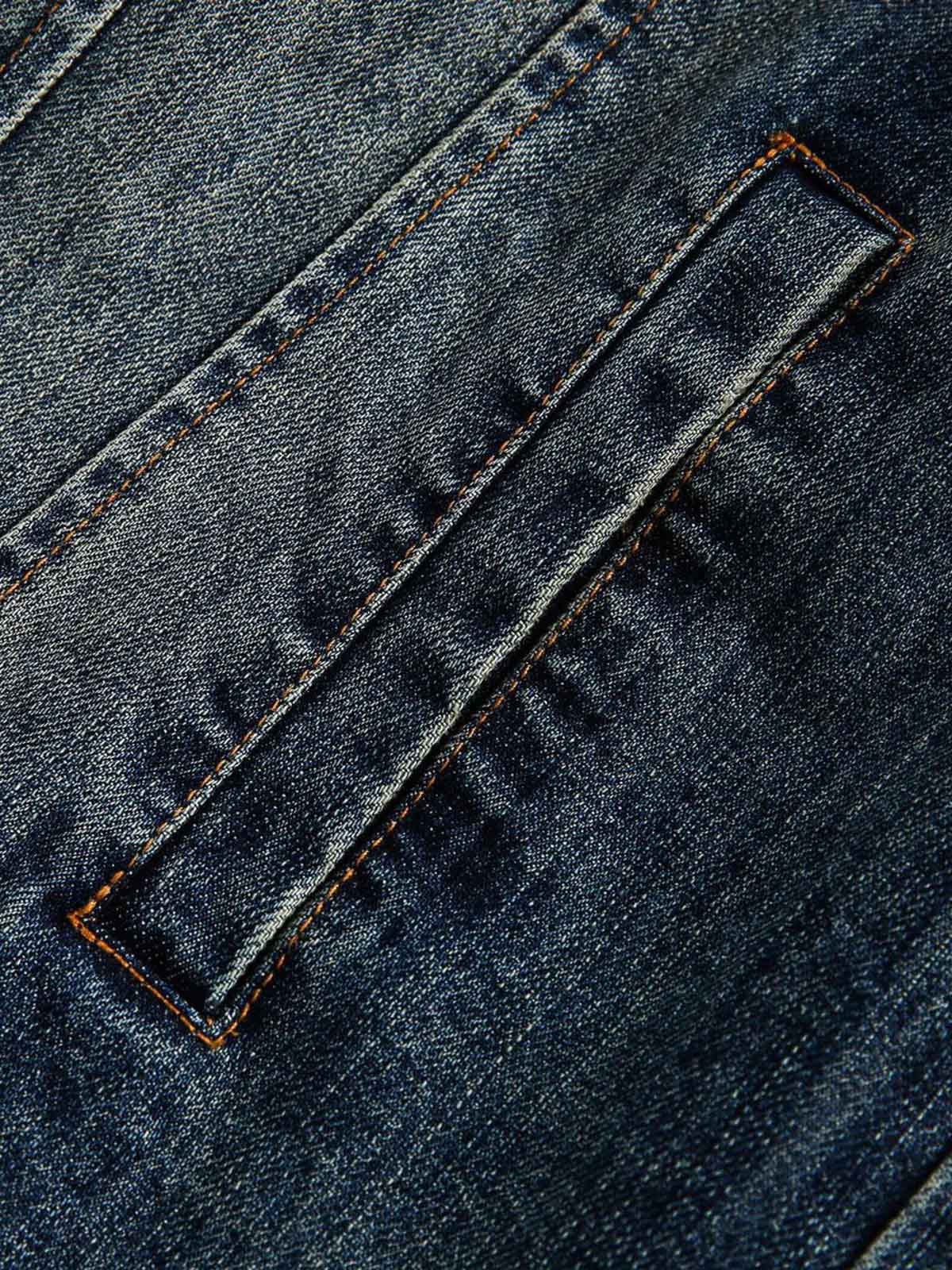 Veste à capuche en jean délavé style rétro