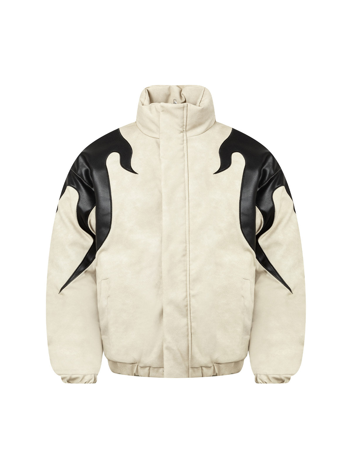 Street Flame Embroidered Suede Padded Puffer Jacket