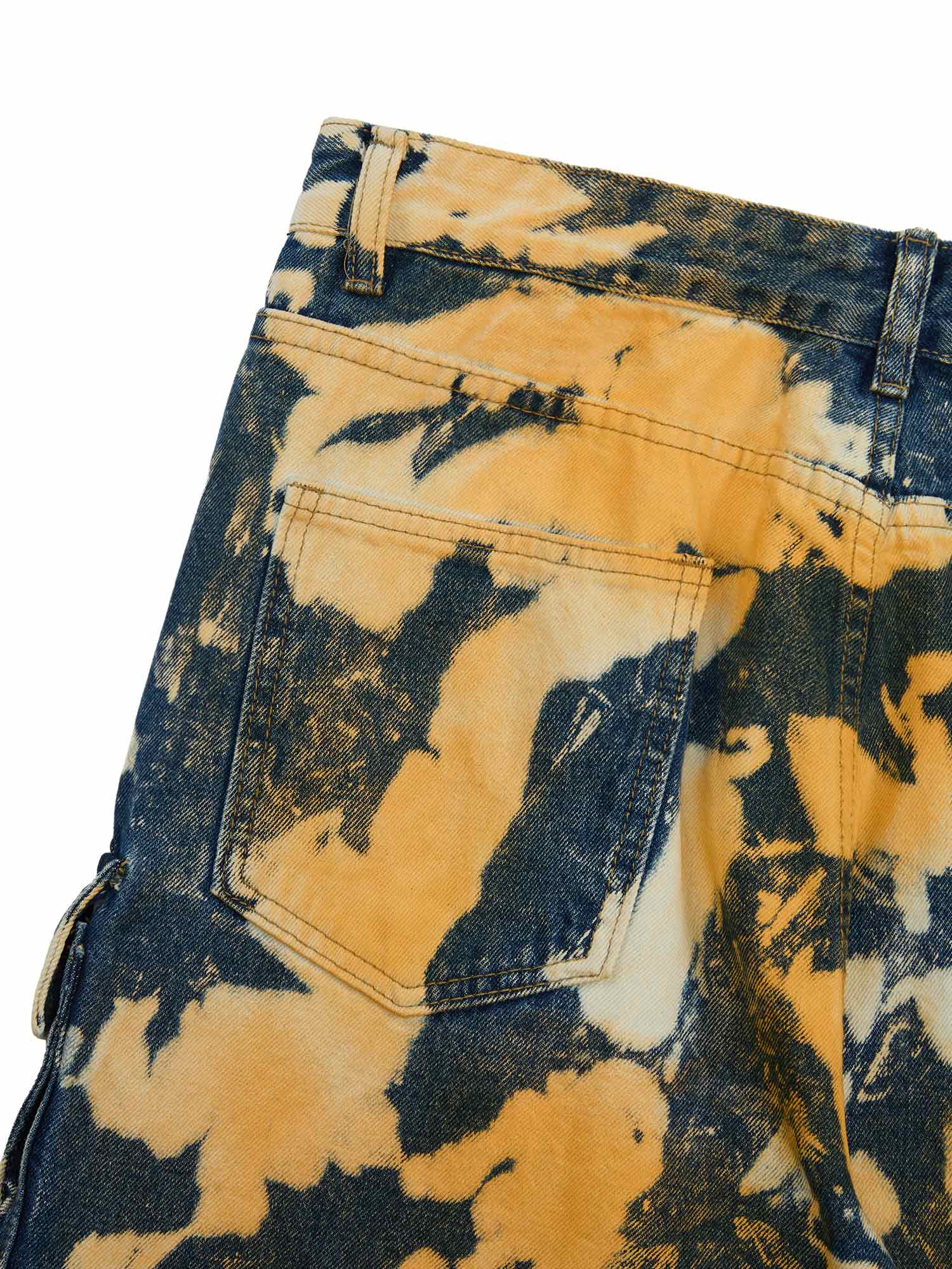 Thesupermade Tie-dye Waste Style Camouflage Cargo Jeans