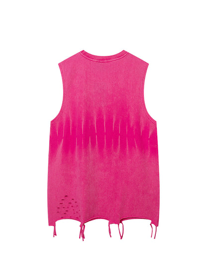 Gilet à bords bruts dégradés tie-dye