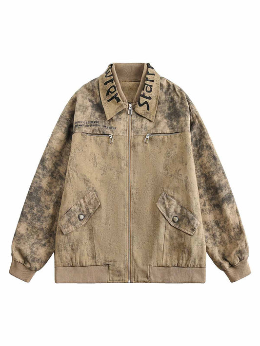 Workwear-Jacke mit zweilagigem Kragen im Used-Look