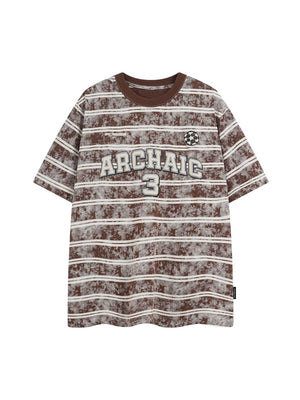 Graphic Lettering Striped Oversized T-Shirt