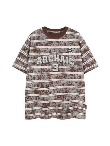 Graphic Lettering Striped Oversized T-Shirt