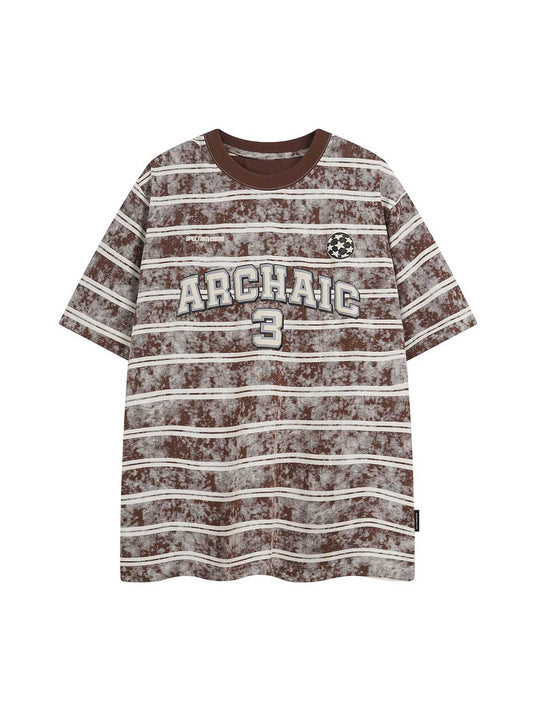Graphic Lettering Striped Oversized T-Shirt