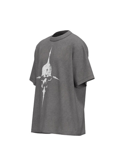 Distressed Skull Cross Graphic T-Shirt