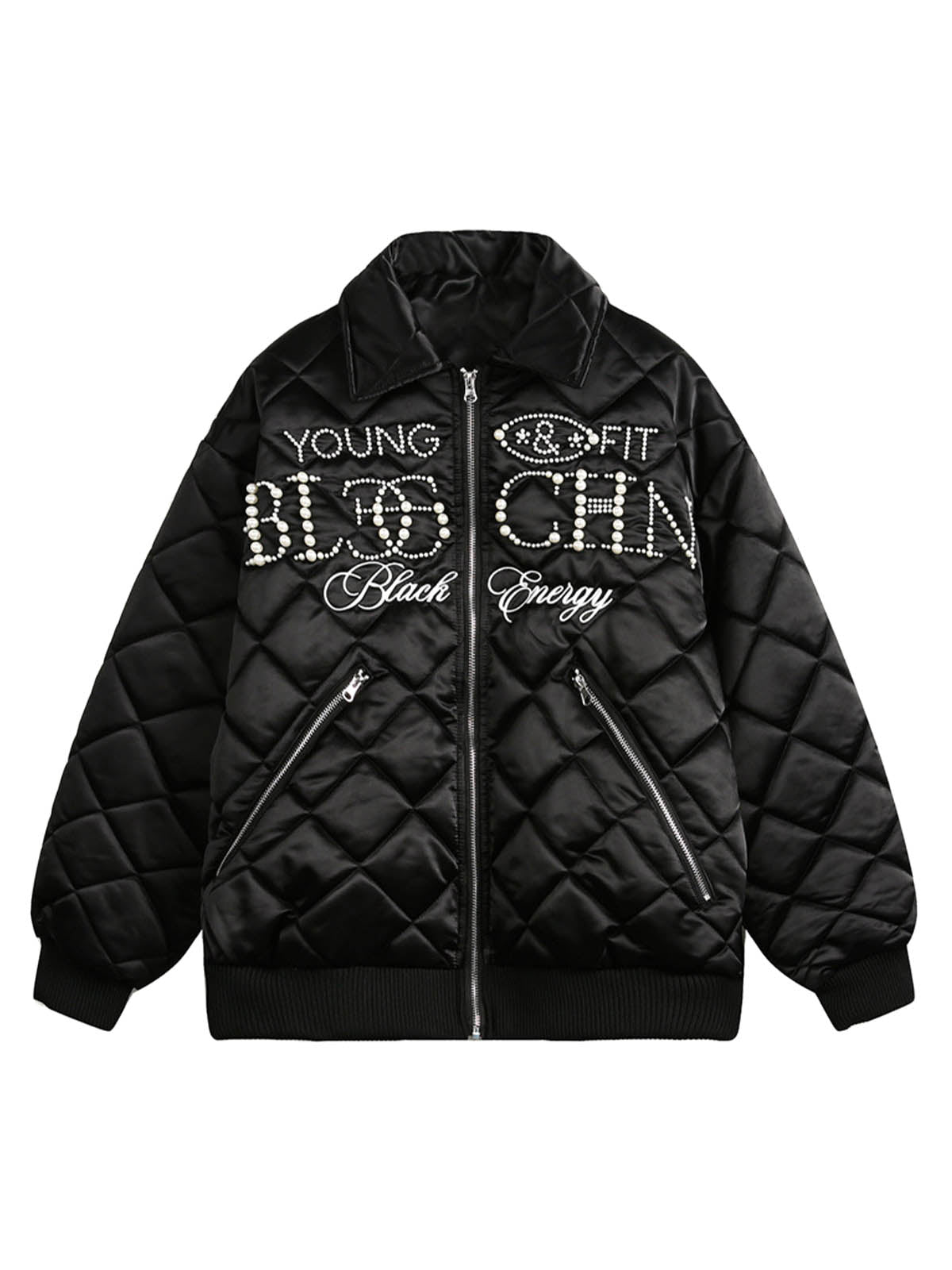 Veste matelassée à lettres et diamants Pearl Letter de Thesupermade