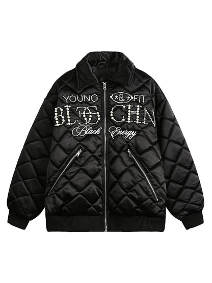 Veste matelassée à lettres et diamants Pearl Letter de Thesupermade