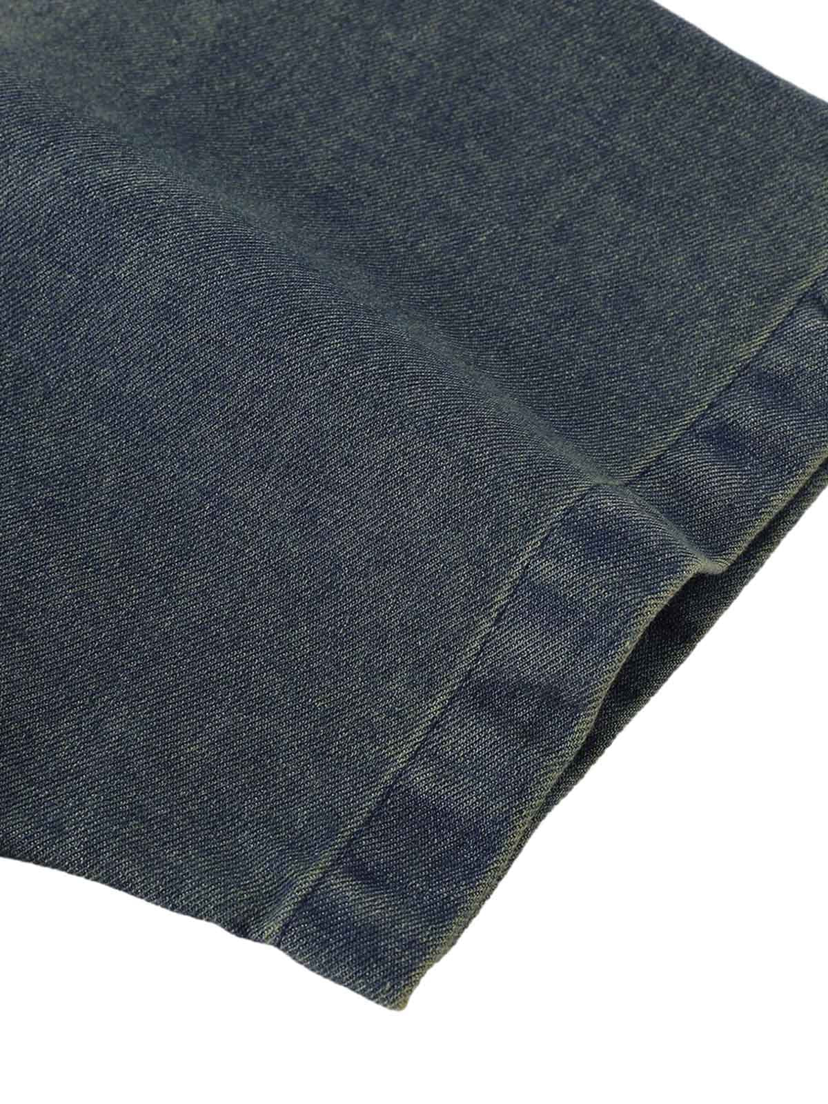 Distressed Washed Patchwork Gradient Denim T-shirt