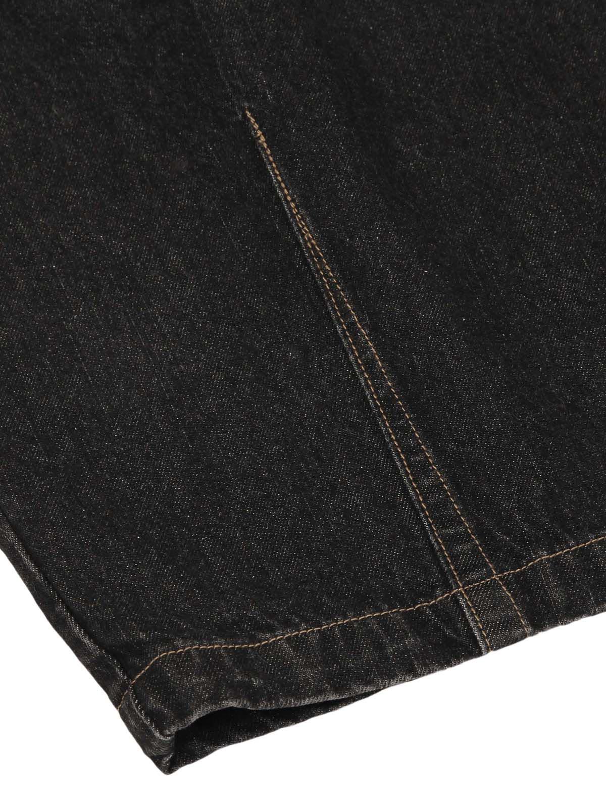 Baggy-Jeans mit Patchwork-Karomuster und Falten - 2334