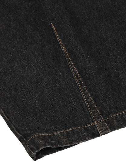 Baggy-Jeans mit Patchwork-Karomuster und Falten - 2334