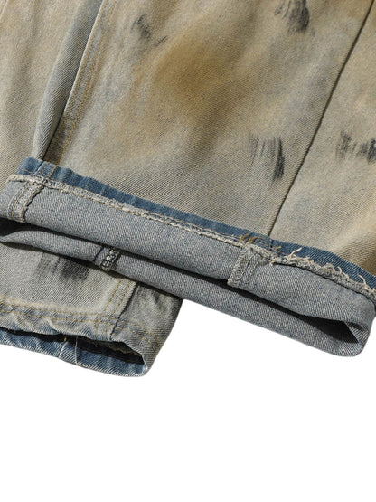 Jeans mit verwaschenem Graffiti-Sprühfarbenfass