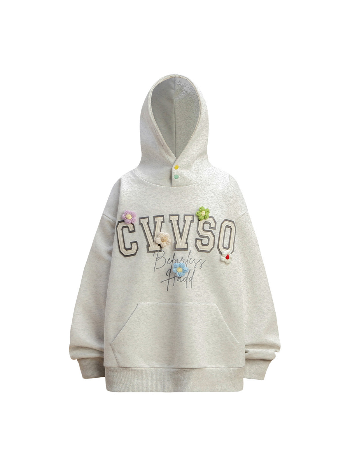 Thesupermade Floral Embroidered Letters Floral Fleece Hoodie