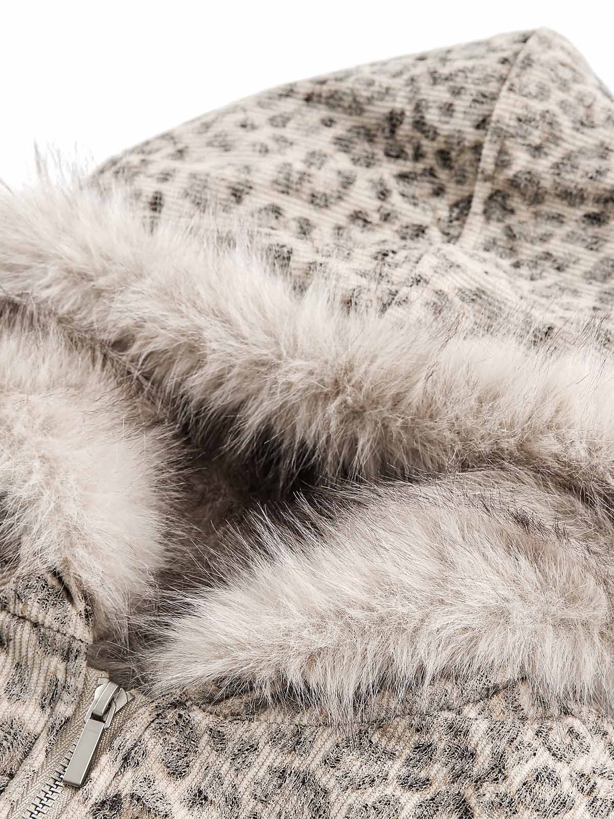 Cheetah Print Mink Fur Hooded Jacket