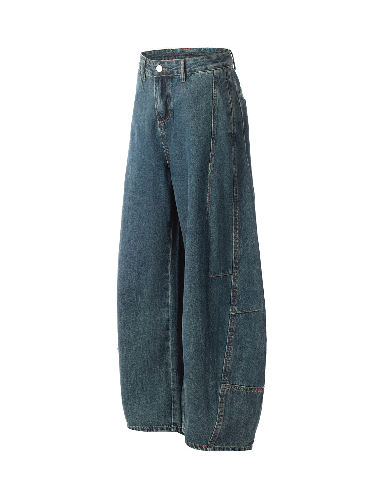 Washed Deconstructed Split Scimitar Baggy Barrel Jeans