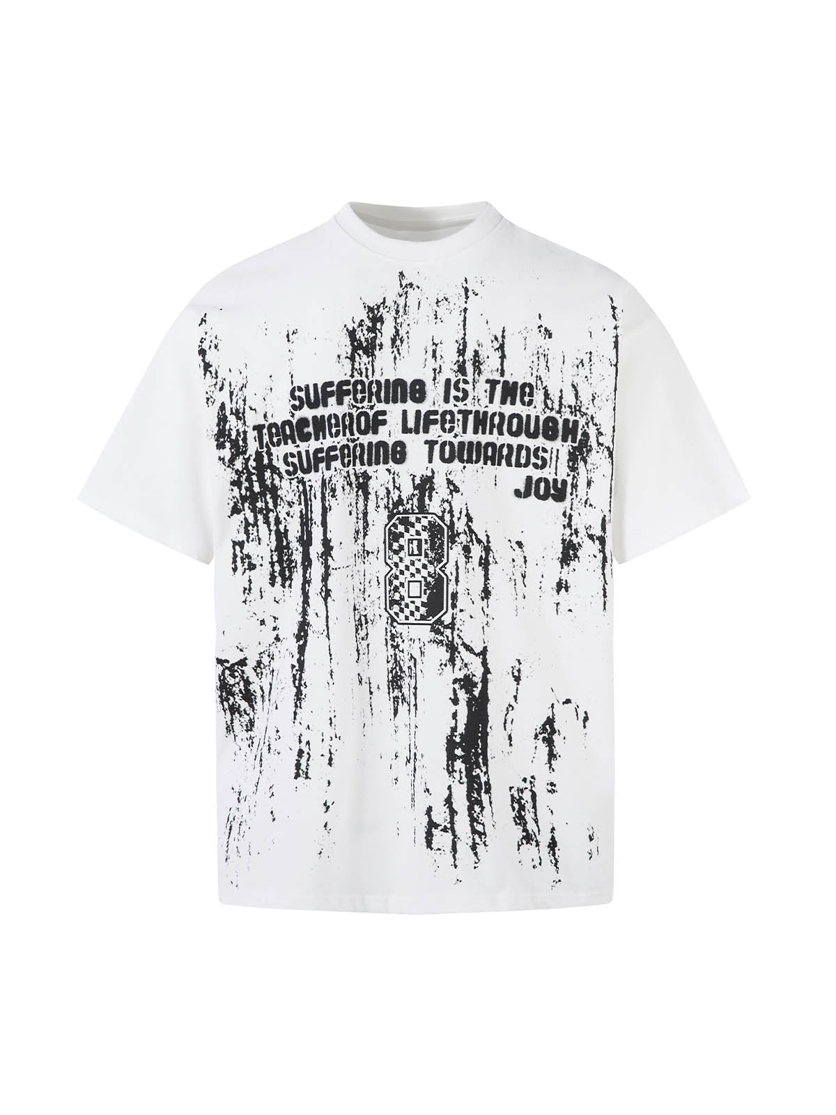 Kurzarm-T-Shirt mit Retro-Graffiti-Schriftzug – 2341