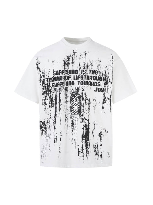 Kurzarm-T-Shirt mit Retro-Graffiti-Schriftzug – 2341