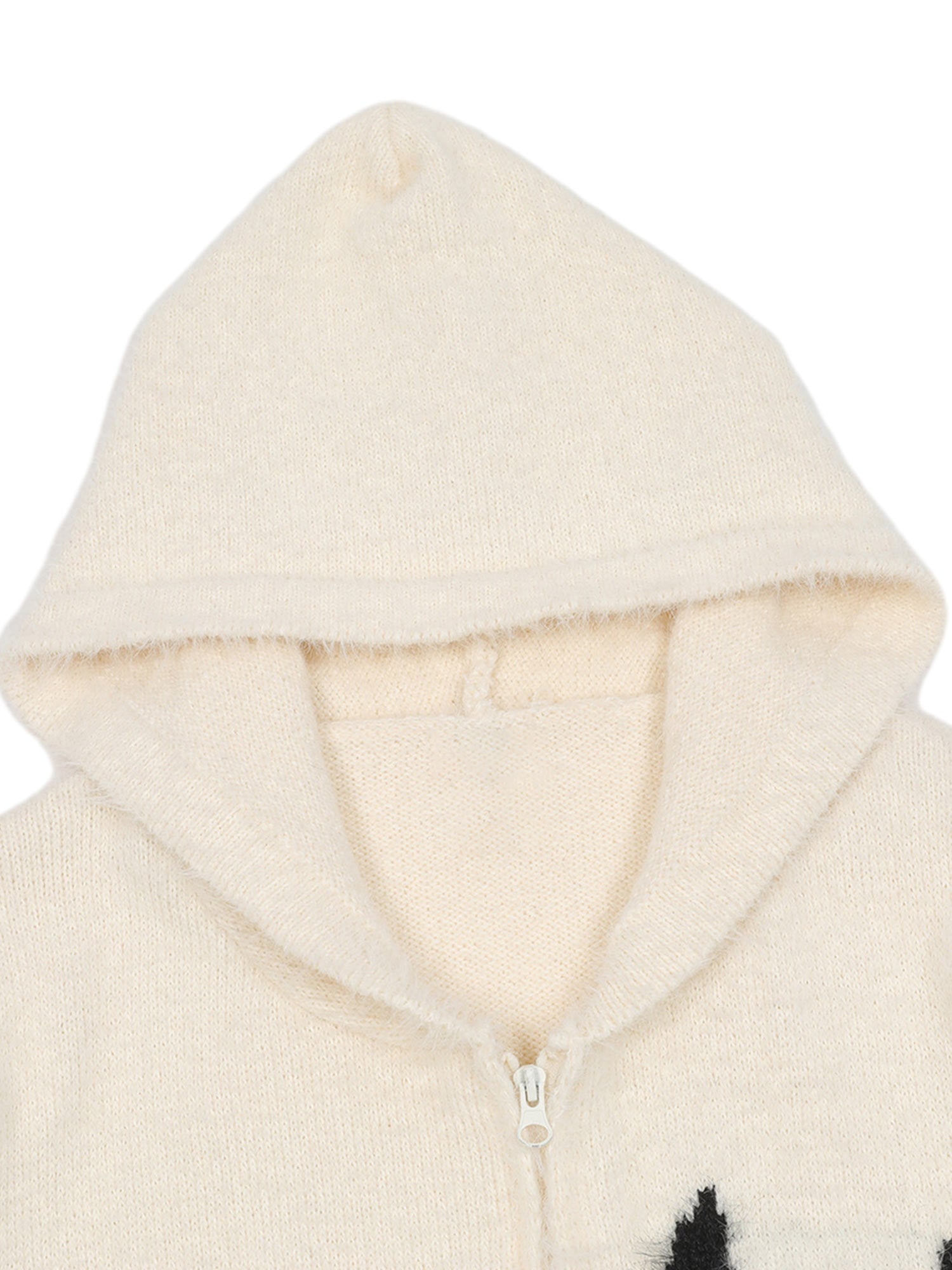 Thesupermade Star Knit Hooded Zip Up Cardigan Sweater