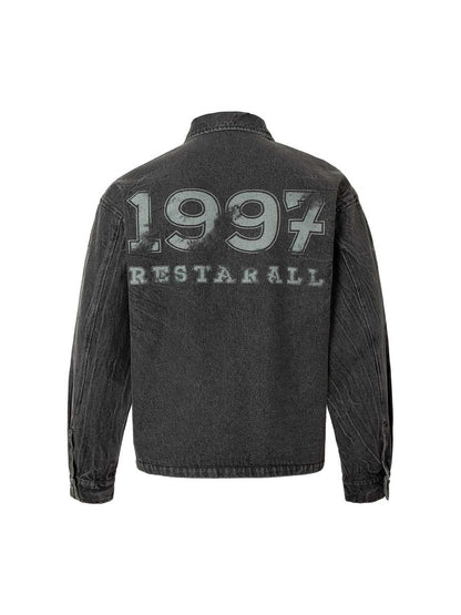 Veste en jean à rivets et imprimé brodé Wasteland