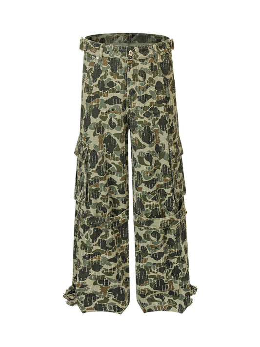 Pantalon cargo multi-poches camouflage