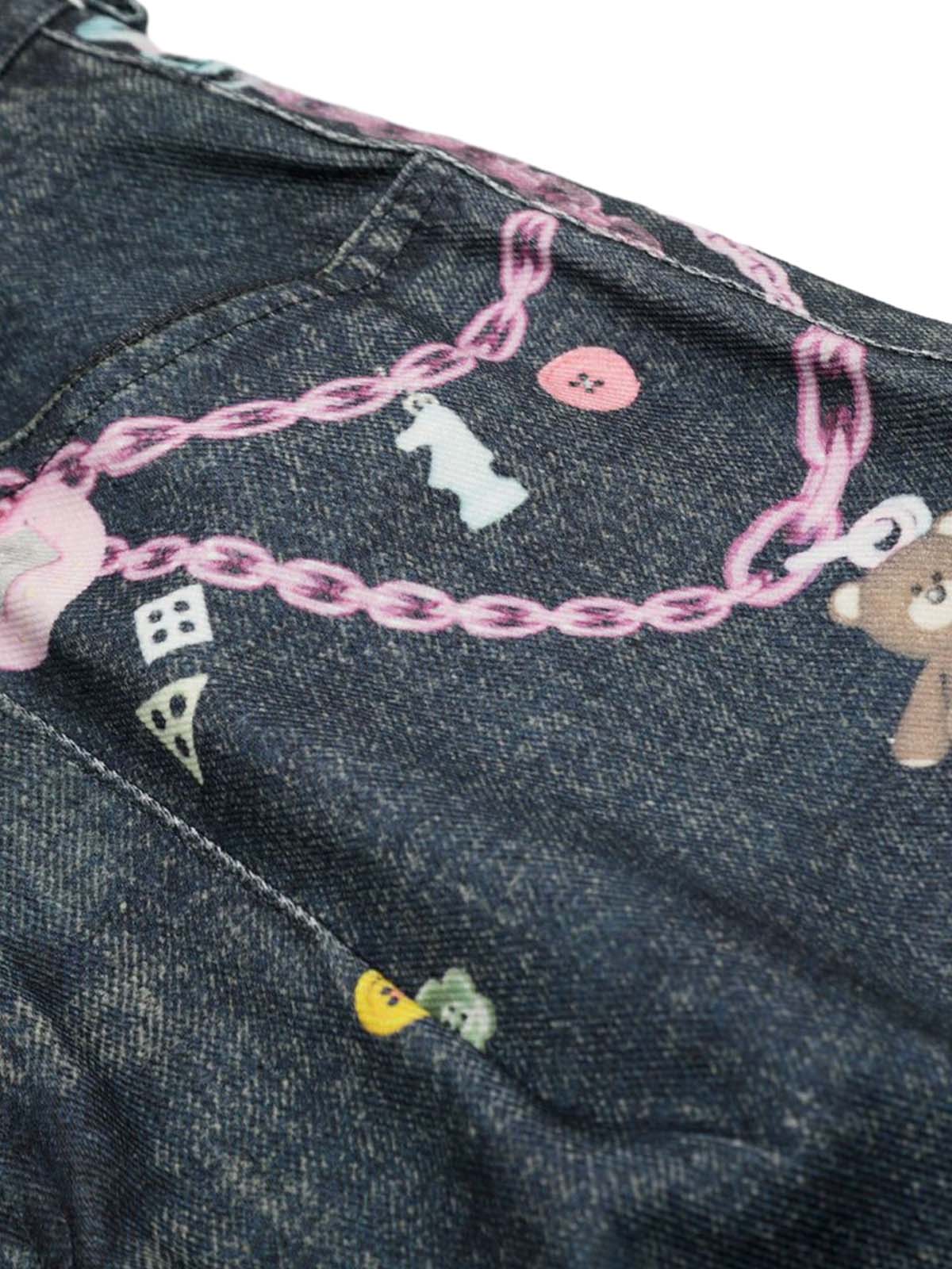 Short en jean à chaîne ornée