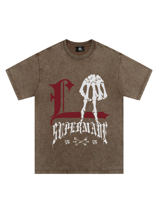 T-Shirt mit Original Gothic-Skelett-Grafikdruck