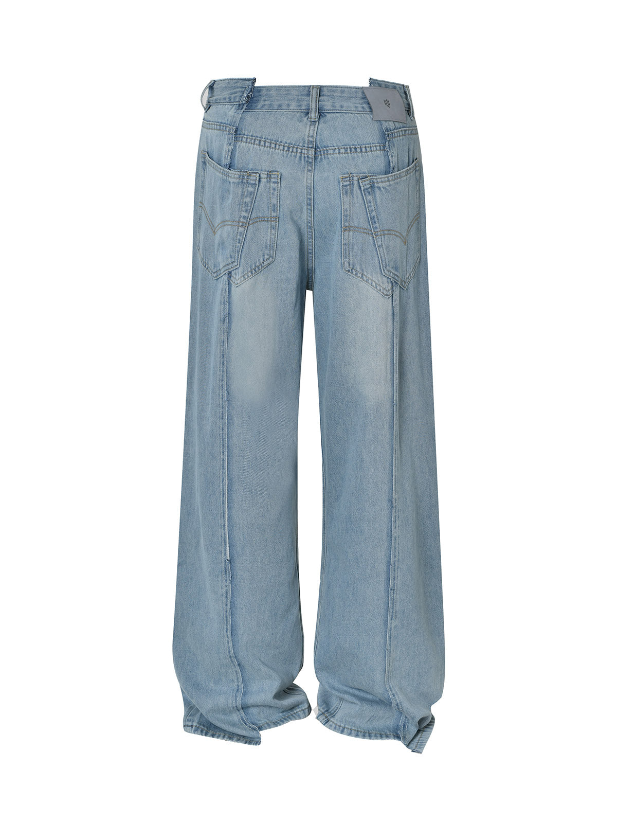 Washed Deconstructed Irregular Patchwork Straight Jeans