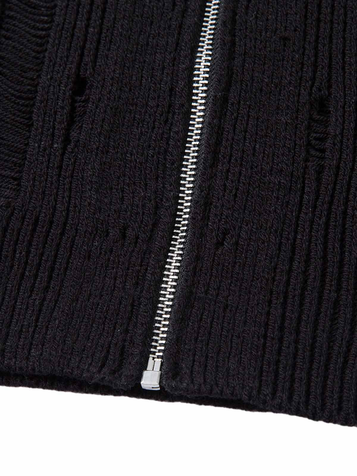 Chemise à manches courtes zippée en tricot noir Cleanfit