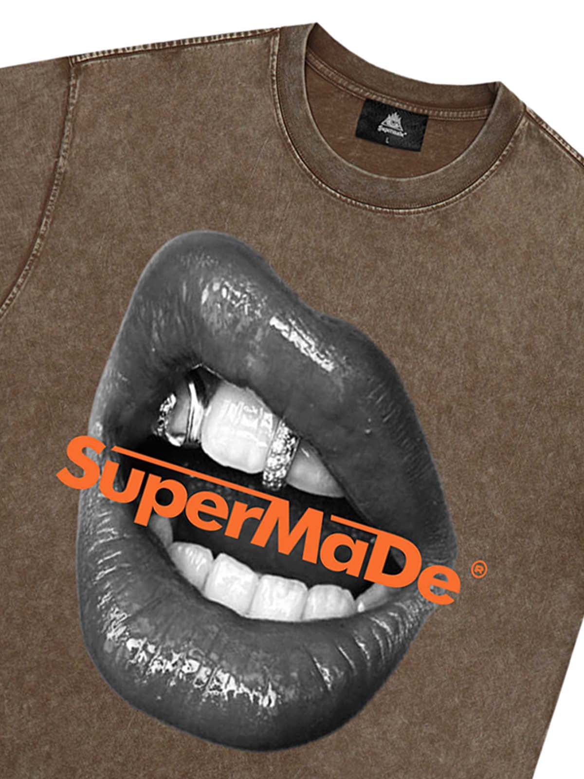 Kurzärmliges T-Shirt mit Lippen-Print