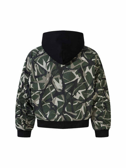 Thesupermade Camouflage Faux Zweiteiliger Trainingsanzug mit Kapuze und Fleecejacke – 2331