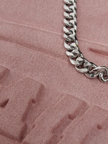 Suede Embossed Logo Chain T-Shirt