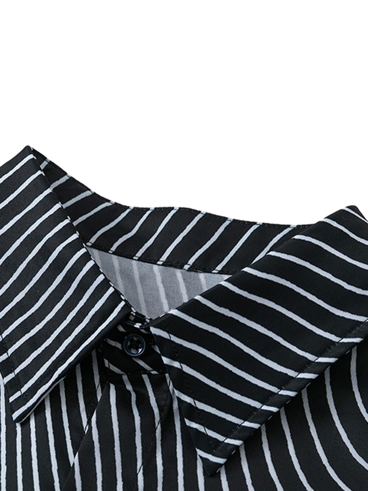 Striped Graffiti Line Button-Up Shirt