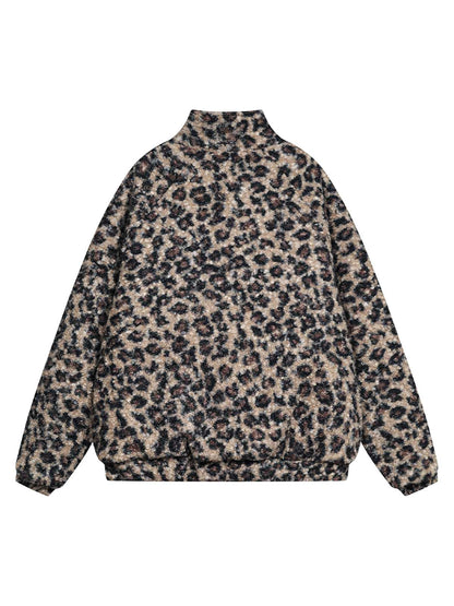 Veste polaire à col montant et imprimé guépard
