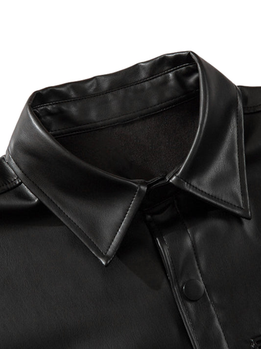 Chemise en cuir PU à manches courtes Cleanfit