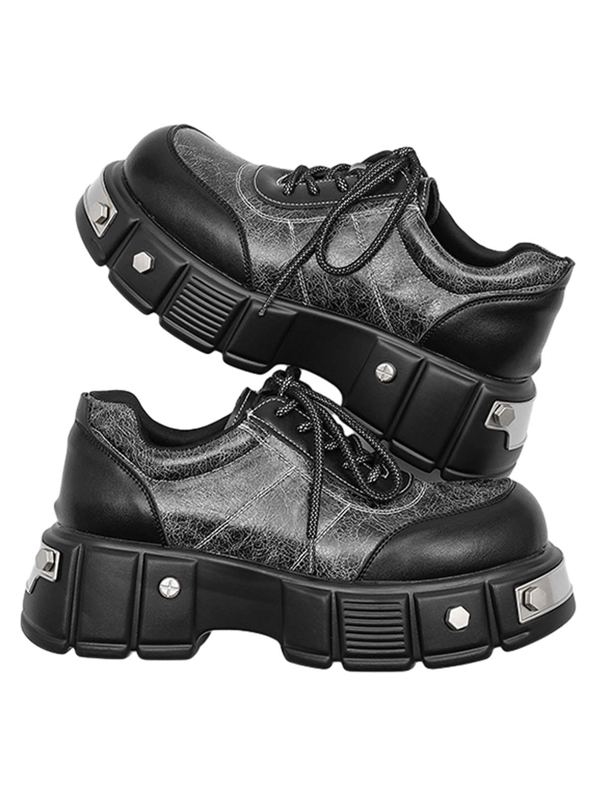 Chaussures en cuir épais avec plaque métallique