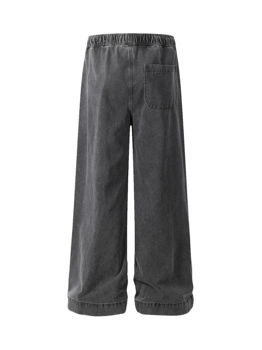 Jean baggy classique délavé avec cordon de serrage