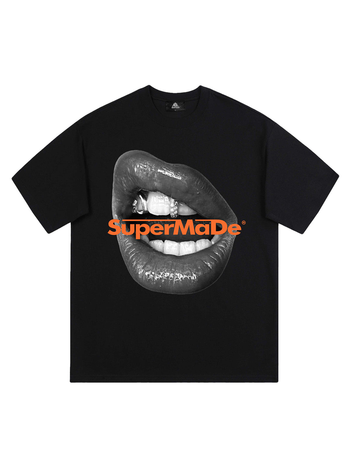 Kurzärmliges T-Shirt mit Lippen-Print
